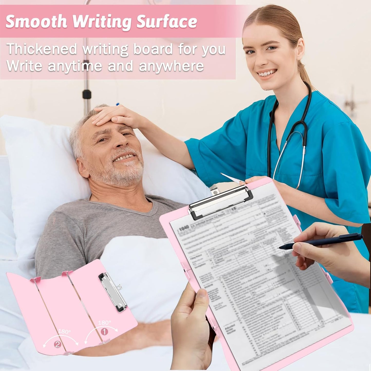 Nursing Clipboard Foldable Clipboard Medical: Edition Cheat Sheets Aluminum 3 Layers Foldable Clipboards Nursing Pocket Size Profile Clip Nurse Clipboards Notepad for Nurses Students and Doctors