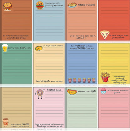 AmazingSpark 12 Pcs Cute Inspirational Sticky Notes, 4*3 Motivational Notepads Positive Emotional Support Gift Funny Lined Memo Note Pads for Office Desk Supplies Coworker Employee(Fruits,Vegetables)