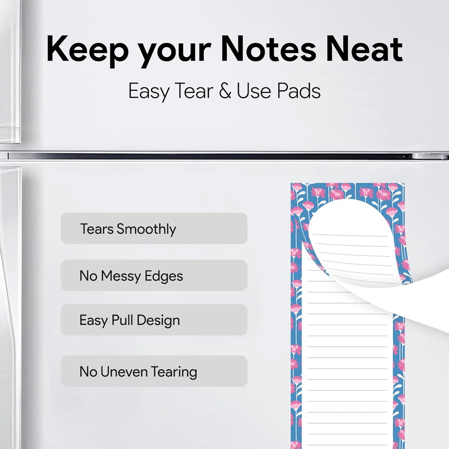 8 Magnetic Notepads – Notepads for Grocery List, Shopping List, To-Do List, Reminders -Strong Magnetic Back- Memo Notepad with Realistic Fruit Designs | 25 Sheets per Pad 7.5 x 3.5 inch (8 Pack)