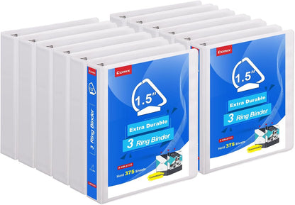 COMIX Heavy Duty Slant-D Ring View Binder, 1 inch 3 Ring Binders, Hold 225 Sheets of 8.5" x 11" Paper, 12 Pack (Black)