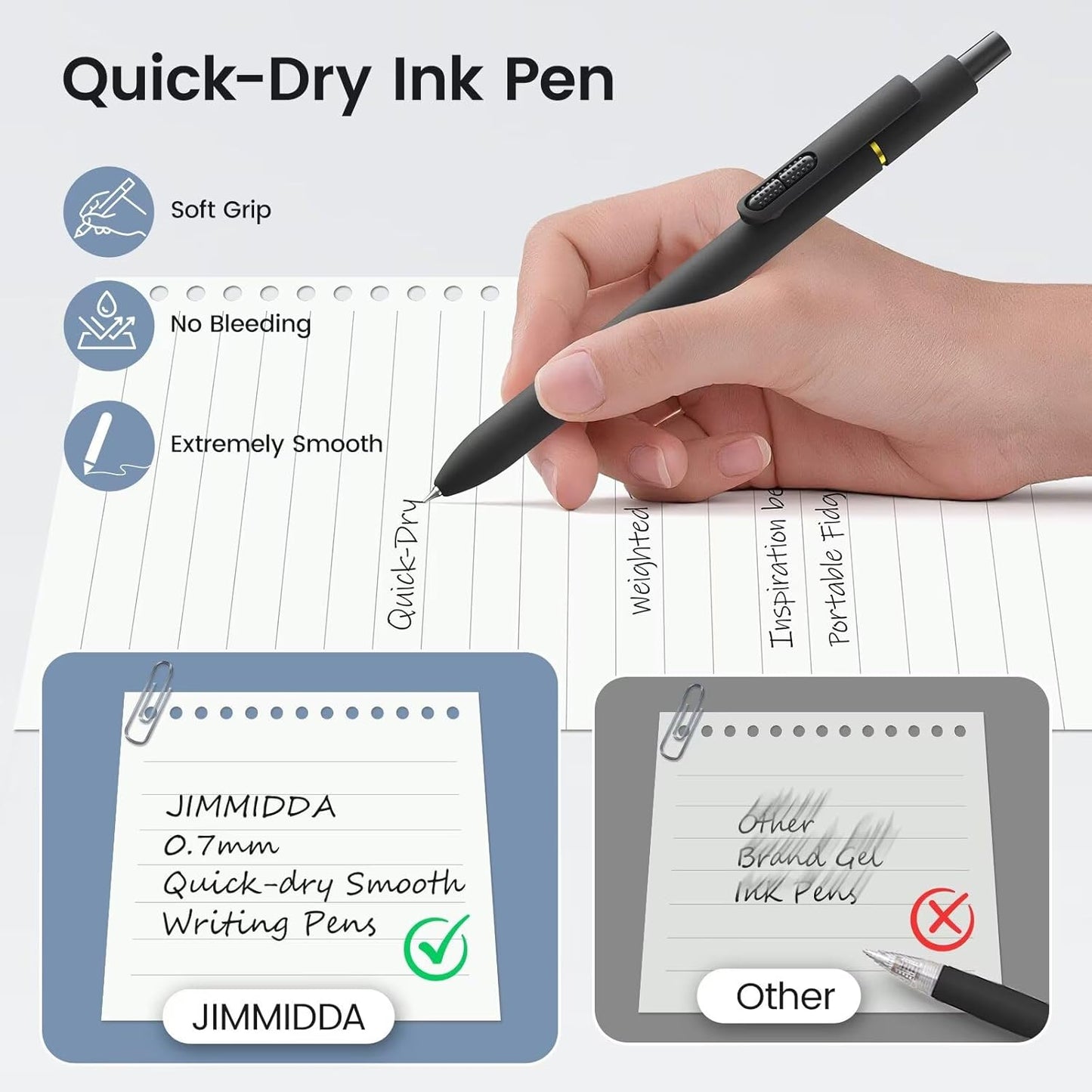 8Pcs Black Gel Pens - 0.7mm Medium Point Black Ink Pens | Smooth Writing - Quick Drying Retractable Pen for Men Women (Morandi - 8Pcs)