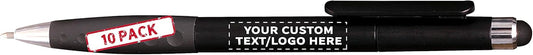 DISCOUNT PROMOS Personalized Twist Plastic Stylus Pens - 100 pack - Plastic Pens - Customizable Text, Logo - Silver