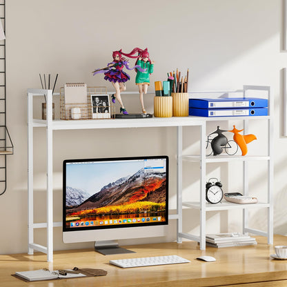Snughome Desk Shelf, 38.6" Desktop Organizer Shelf, Desk Hutch for Computer Monitor, 4 Tier Desk Display Rack, Wood Desktop Bookshelf Storage Rack for Home Office Dorm, Rustic Brown | Desk Hutch, Computer Monitor, Desktop Display Rack, Home Office Dorm