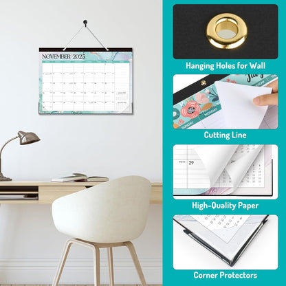 Forvencer Desk Calendar 2026-2027, 21 Months Calendar Runs from April 2026 to December 2027, 17" x 12" Large 2026 Wall Calendar Monthly Planner with Plastic Cover for Home School Office