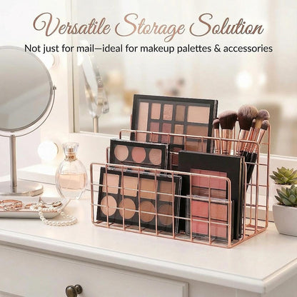 Simmer Stone Gold Letter Sorter Organizer for Desk, Premium Plated Metal Mail Holder with 3 Upright Slots, Ultra-Stable & Non-Wobbling Desktop Organizer for Envelopes, Documents, Palettes 9.5“ x 4.7 ”