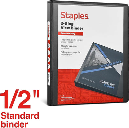 Staples Standard 2-Inch 3-Ring View Binder, Holds Up to 450 Sheets, Orange, Durable Binder for Office & School