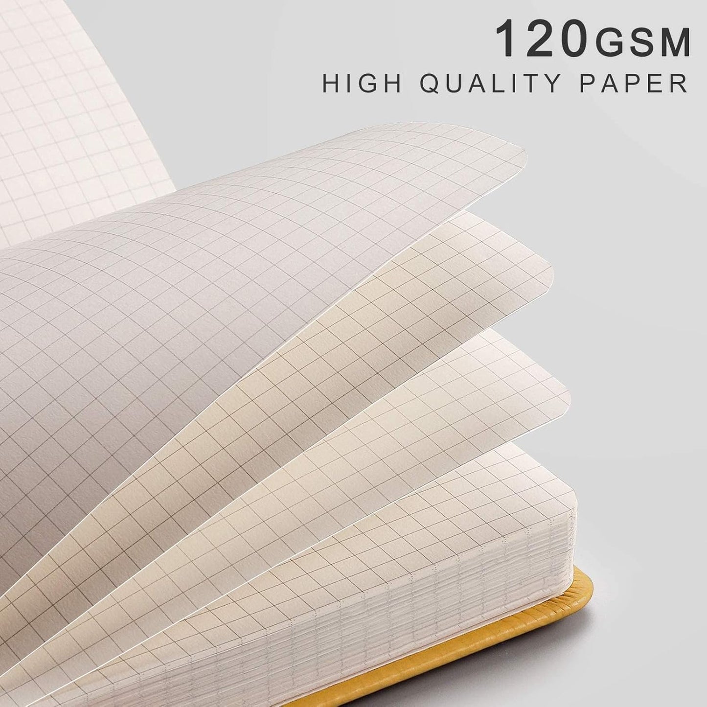 EMSHOI Graph Paper Notebook - 256 Pages A5 Graph Notebook/Journal, Hard Cover, 120gsm Thick Paper, Smooth PU Leather, Inner Pocket, 5.75'' × 8.38''-Black