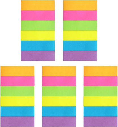 Eastern Wolf 30 Pads 0.5x1.8 Sticky Notes Flags Tabs Page Markers 6 Bright Color Sticky Index Tabs Page Flags 80 Sheet/Pad