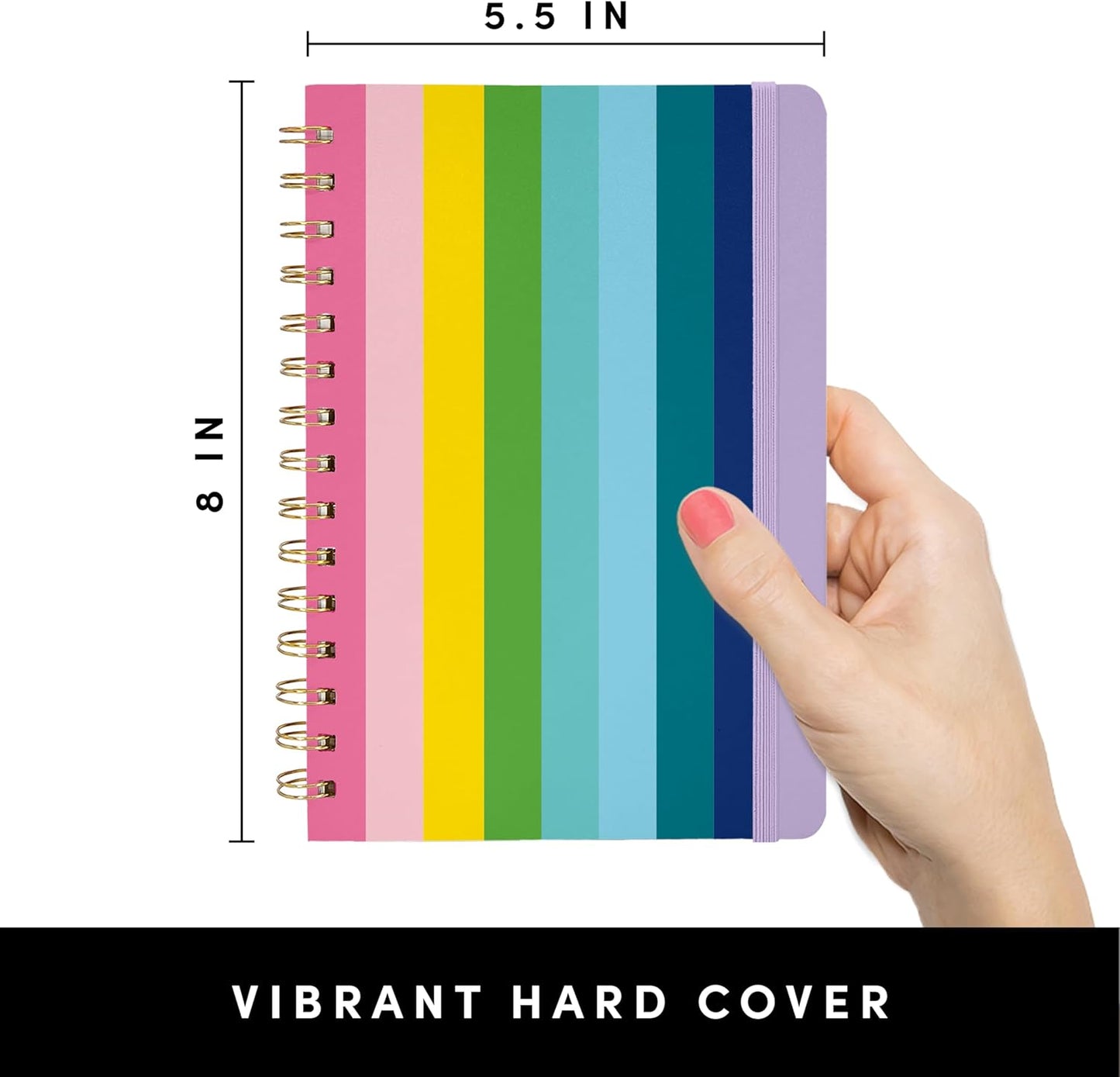 PAPERAGE Lined Spiral Journal Notebook, (Black), 160 Pages, Hardcover Journal for Women & Men, Medium 5.5 in x 8 in - 100 GSM, Thick Paper, Spiral Notebook for Work, School & Journaling