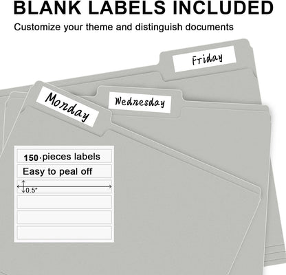 RAZCC File Folders, 100-Pack, 1/3 Cut, Letter Size, Yellow, Great for Organizing and Easy File Storage