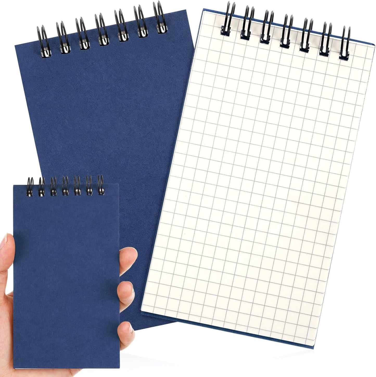 Jutom 2 Pcs Mini Pocket Notebooks Bulk 3x5 Graph Paper Top Spiral Notebook 120 Pages 80 Gsm Mini Grid Notepads Small Memo Pads for Home Classroom Office Business Work Supplies (Kraft)
