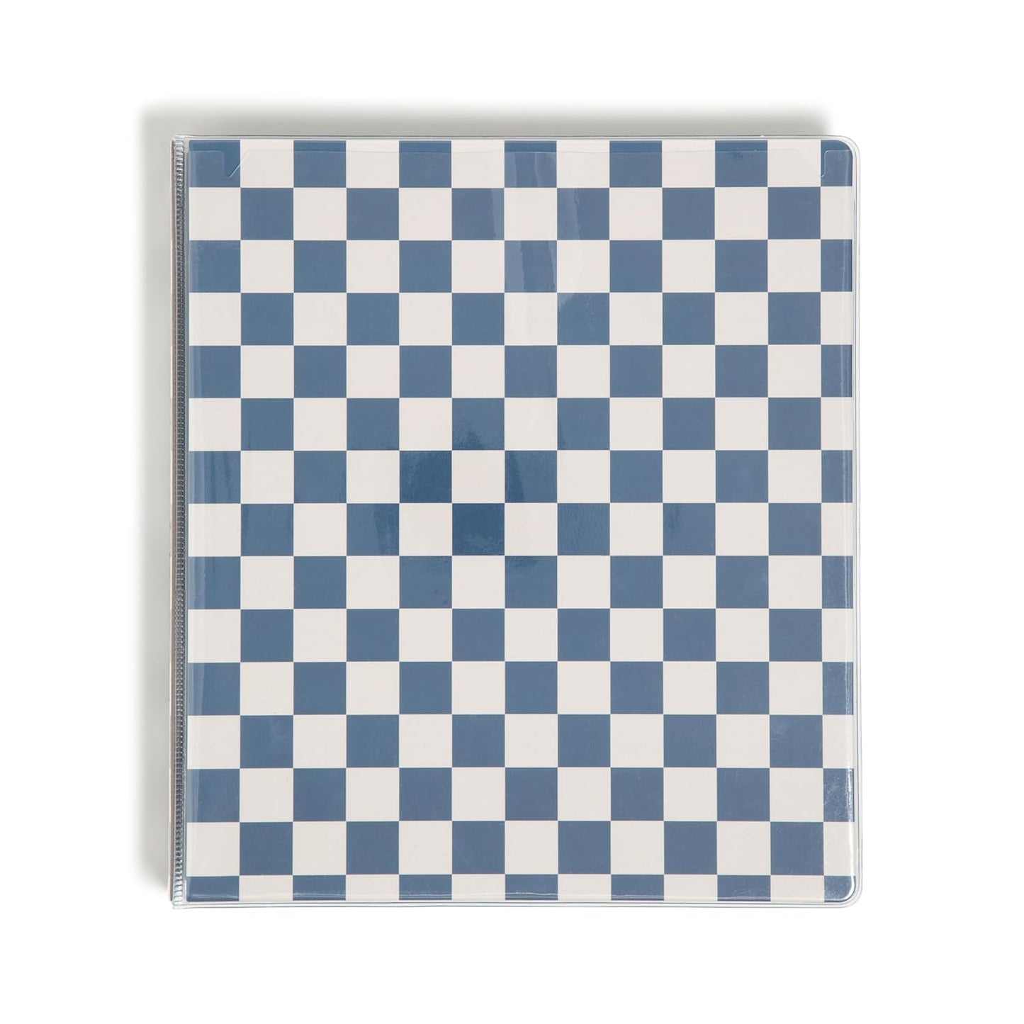 U Brands Checkered Preppy Blue 3 Ring Binder, 1-Inch, Holds 225 Sheets, Durable Round Rings, Clear View, Letter Size, 1 Pack