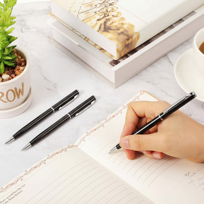 Zonon 240 Pcs Gold Metal Slim Ballpoint Pens Bulk Retractable Metallic Black Ink 1 mm Medium Point Smooth Writing Pens for Wedding Business Office Supplies Students Teachers Men Women Present