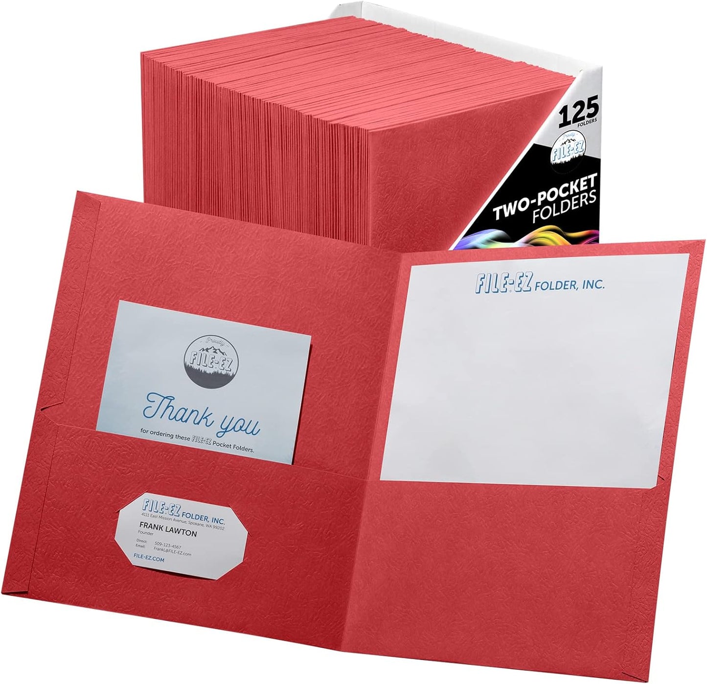 FILE-EZ Two-Pocket Folders, Navy Dark Blue, 25-Pack, Textured Paper, Letter Size (EZ-32523)