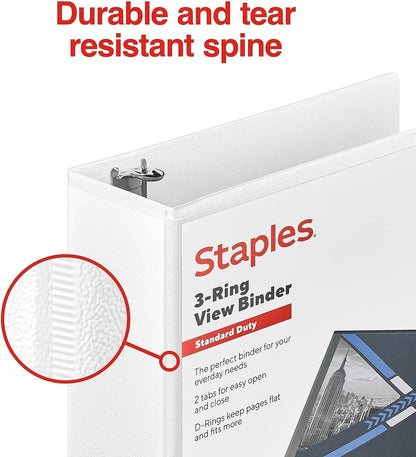 Staples Standard 2-Inch 3-Ring View Binder, Holds Up to 450 Sheets, Orange, Durable Binder for Office & School