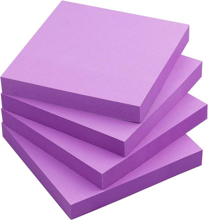 Sticky Notes 3x3 Self-Stick Notes Bright Colors Sticky Notes 4 Pads 100 Sheets/Pad (Yellow)