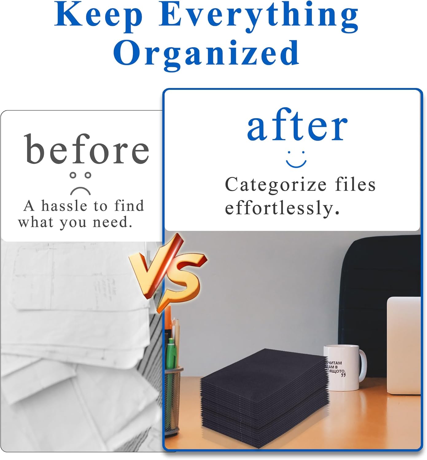 Zzrywuty 50 Packs Two Pocket File Folders with Business Card Slot,Textured Paper,Letter Size,Holds 100 Plus Sheets for School,Office,Business,Royal Blue