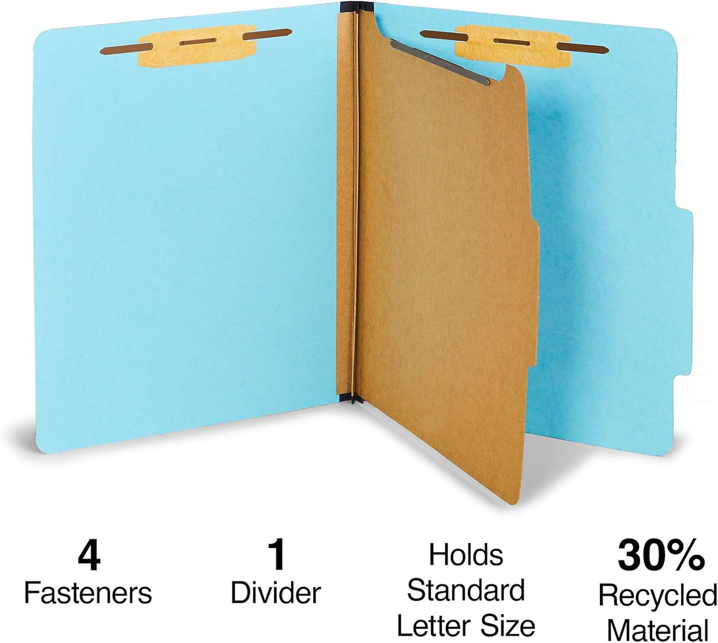 Staples Recycled Pressboard Classification Folder, Letter Size, 1 Divider, 1.75″ Expansion, Light Blue, 60% Recycled Material, 40/Carton