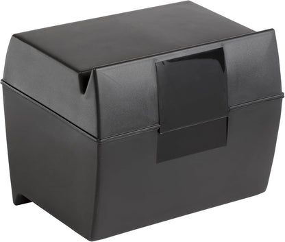 Oxford Plastic Index Card Box, 5 x 8 Inches, 500 Card Capacity, Black (01581)