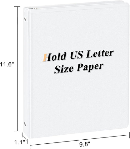 CIXILDTS 0.5-inch Round Ring Binder, Durable 1/2" 3 Ring Binder Fit Letter Size Paper, Presentation View Binders, White,12-Pack