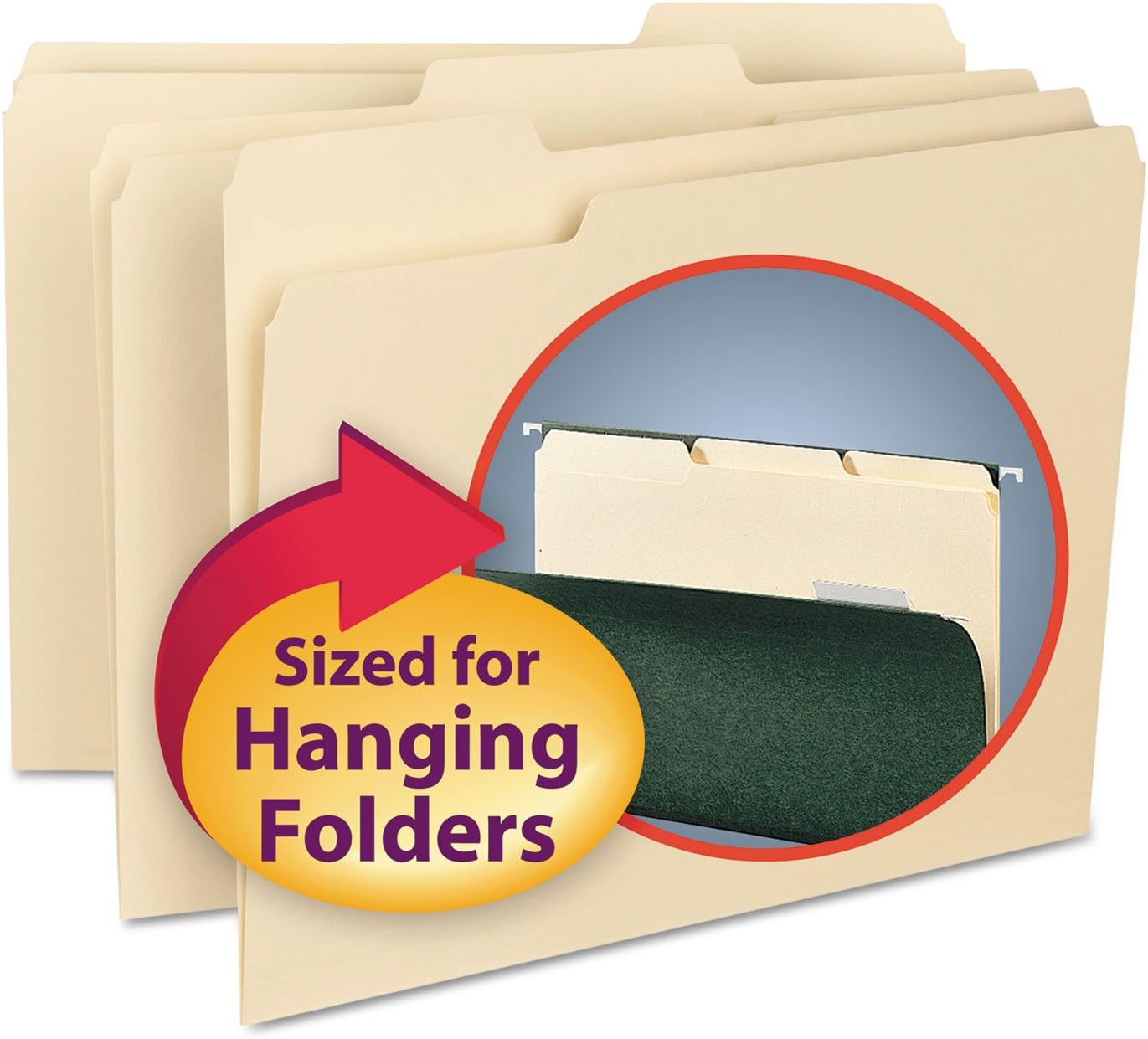 Smead Interior File Folder, 1/3-Cut Tab, Letter Size, Aqua, 100 per Box, Expandable File Folders for Filing Cabinet