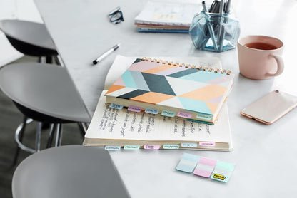 Post-it Tabs, 1 in Solid, Aqua, Yellow, Pink, Red, Green, Orange, 6/Color, 36/Dispenser (686-ALOPRYT)