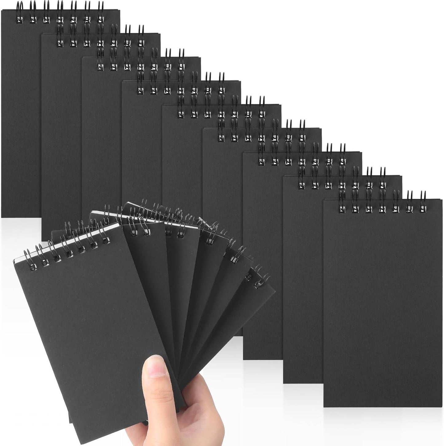 Tenceur 2 Pcs Pocket Notebook Bulk Small 3x5 Inch Spiral Notepads Mini Top Bound Notebook with Lined 120 Pages Ruled Memo Pads for Office College Nurse Essentials Back to School Gift (Black)