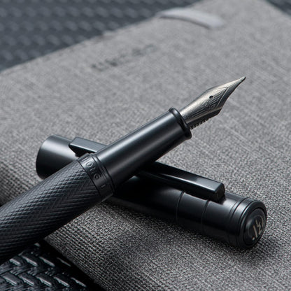 Hongdian Matte Black Forest Rollerball Pen with Schmidt Black Ink Refill, Classic Design with Metal Case for Business Signature