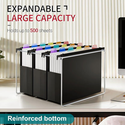 Uquelic Plastic Hanging File Folders Letter Size, 12 Pack Reinforced Heavy Duty Hang Folder with Movable Bright Dividers, Adjustable Tabs, 2" File Organizer for Filing Cabinet, School, Office