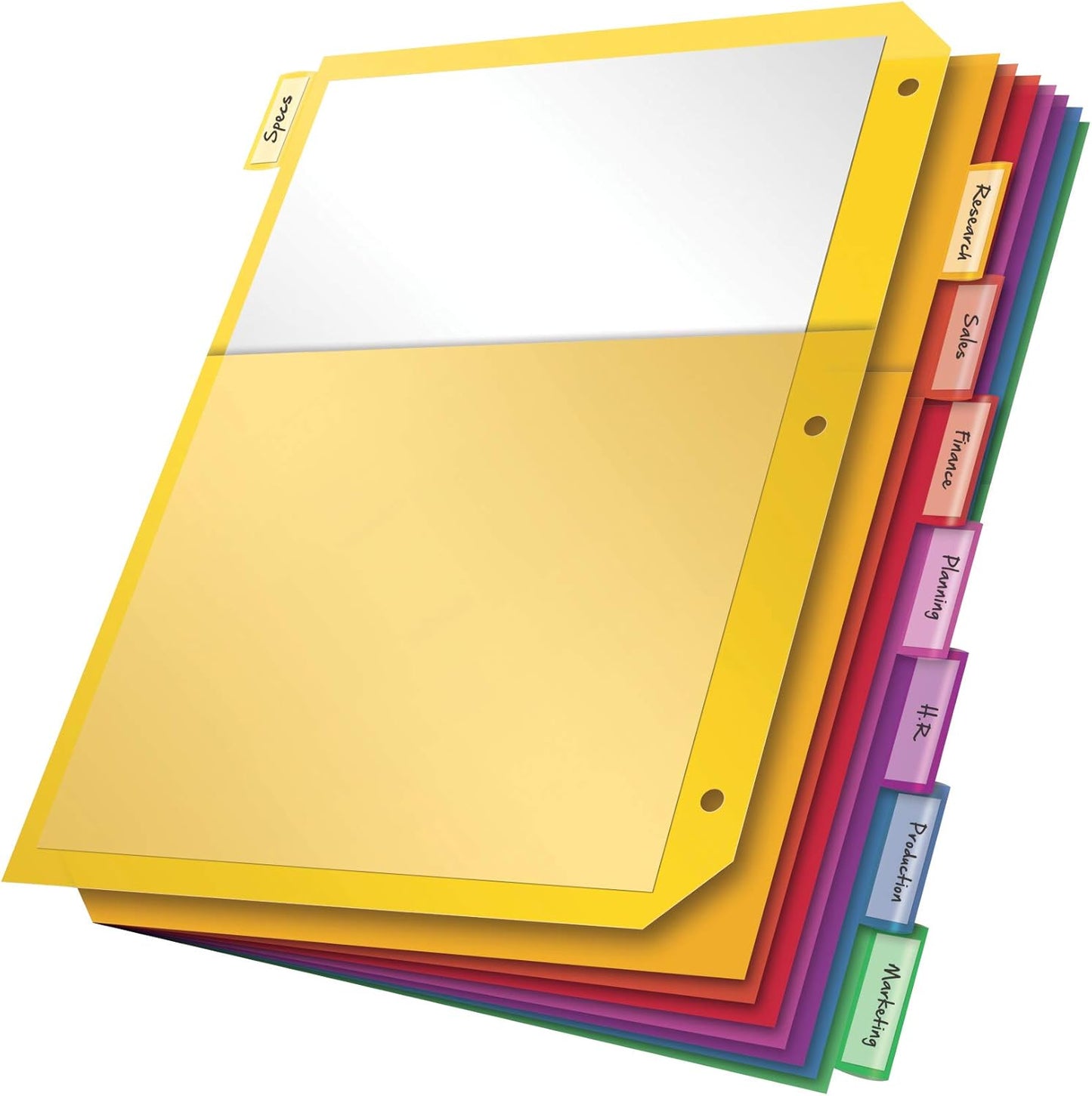 Oxford Plastic 2 Pocket Binder Dividers, 5 Tab 1/5 Cut, Multicolor Large Tab Set, Insertable Dividers with Paper Inserts, Letter Size, 3 Sets (89602)