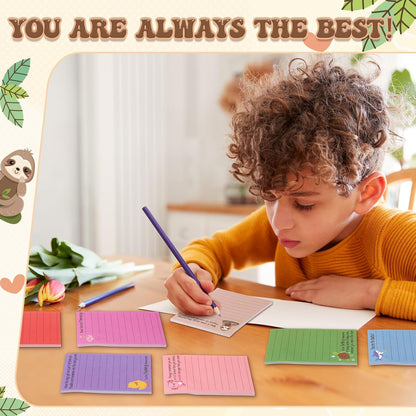 AmazingSpark 12 Pcs Cute Inspirational Sticky Notes, 4*3 Motivational Notepads Positive Emotional Support Gift Funny Lined Memo Note Pads for Office Desk Supplies Coworker Employee(Fruits,Vegetables)