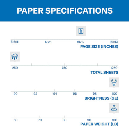 Hammermill Cardstock, Premium Color Copy, 100 lb, 8.5x11 - 1 Pack (250 Sheets) - 100 Bright, Made in the USA Card Stock, 120024R, White