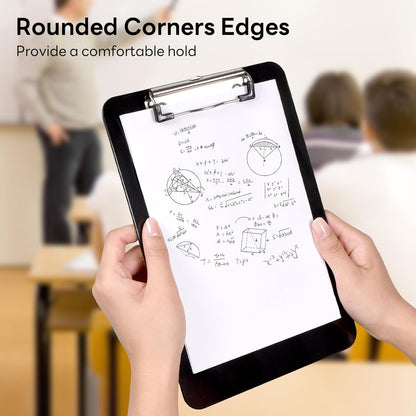 Plastic Small Clipboard, Size 7 x 10, A5 Mini Clear Clip Board for Classroom, Students, Teacher, Nurse, with Low Profile Clip, Office & School Supplies
