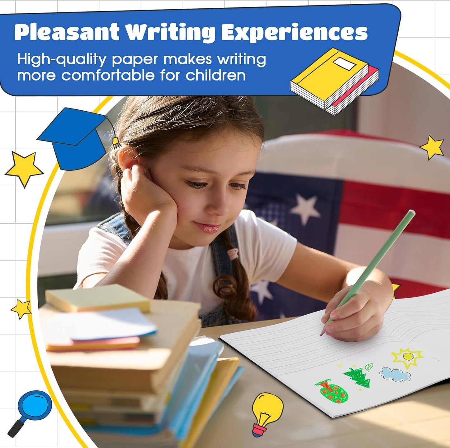 Henoyso 12 Pcs Primary Composition Notebook K-2 Primary Journal, Notebook for Kids Supplies, Bulk Blank Writing Book for Kid to Write Draw Journal 60 Page (9.8″ X 7.5″,Light Color)