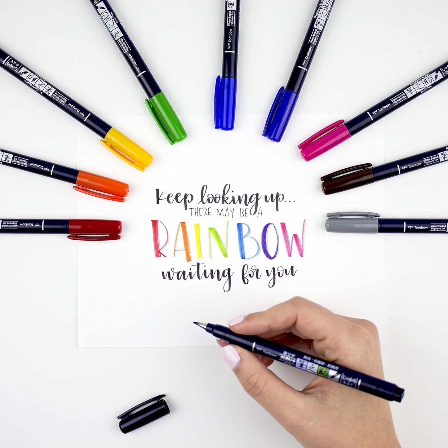 Tombow 62038 Fudenosuke Brush Pen, 2-Pack. Soft and Hard Tip Fudenosuke Brush Pens for Calligraphy and Art Drawings