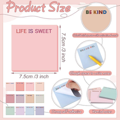Yinder 48 Pcs Inspirational Sticky Notes Cute Motivational Sticky Notes Pad End of Year Employee Appreciation Gifts Bulk for Teacher Nurse Coworkers Office Supplies 3 x 3'' (Thank You,Dark Color)