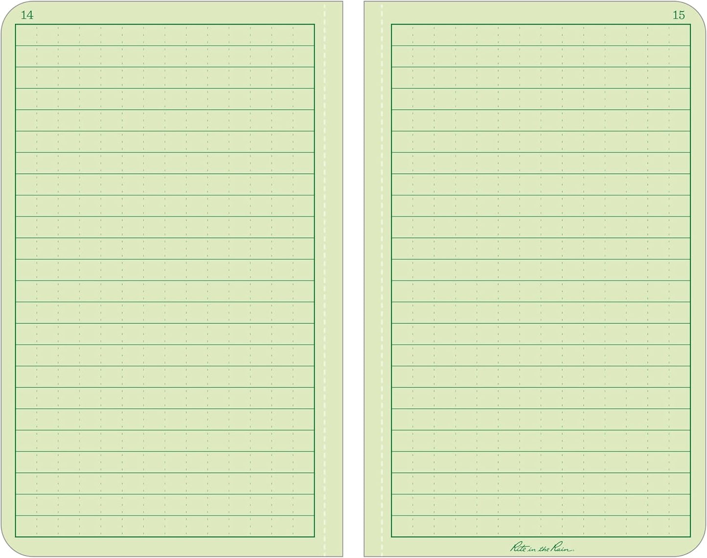 Rite in the Rain Weatherproof Hard Cover Notebook, 4.25" x 6.75", Green Cover, Universal Pattern (No. 970F-M)