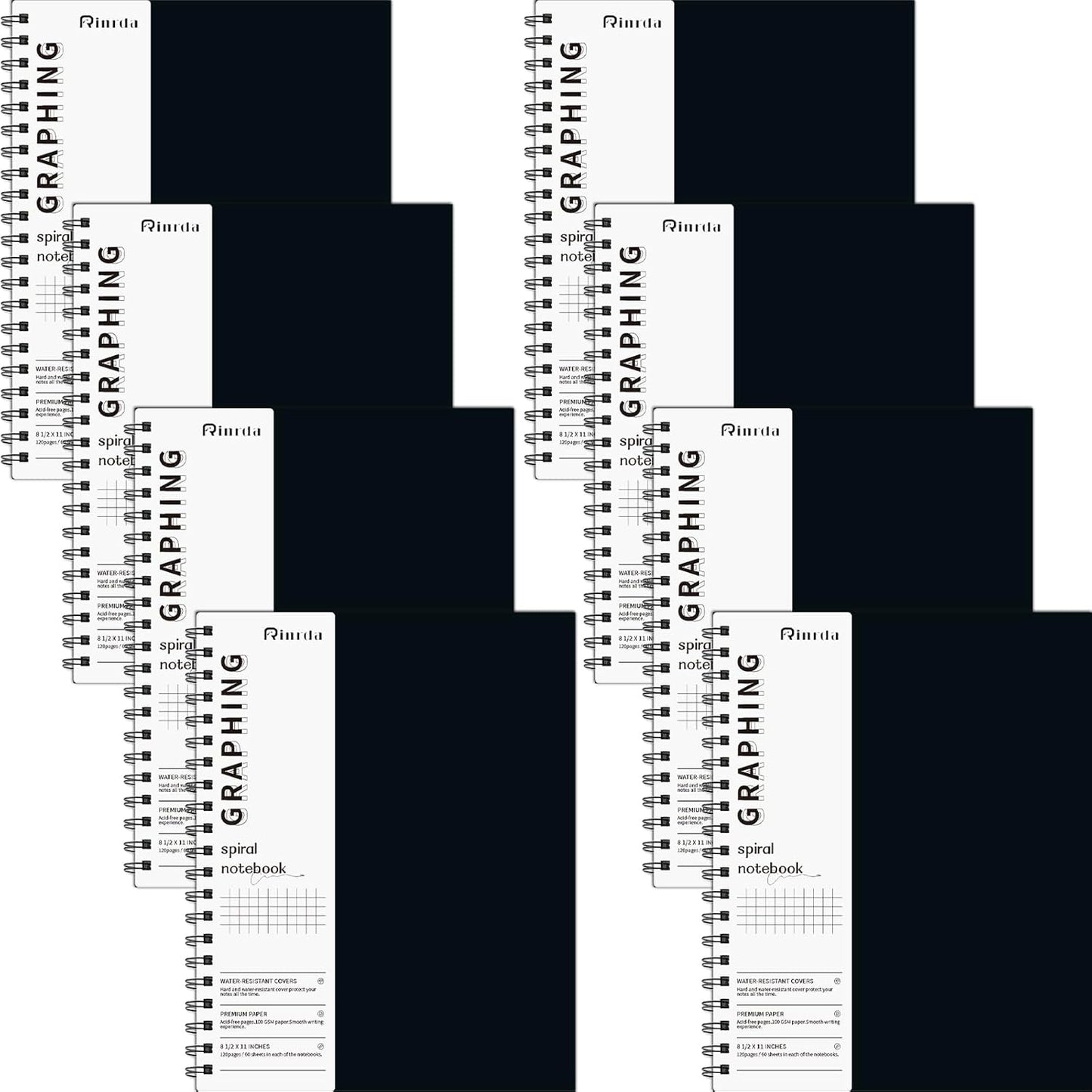 Large Lined Notebook Spiral Notebook 8.5" x 11"-4 Pack LINED Notebook 7mm Ruled Hardcover Notebook 120 Pages 100 GSM Thick Paper Notebook Hardcover Journal for School, Office,Study and Notes