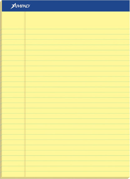Ampad Perforated Pad, Size 8-1/2 x 11-3/4, Canary Yellow Paper, Legal Ruling, 50 Sheets Per Pad (20-260), 50 Count (Pack of 12)