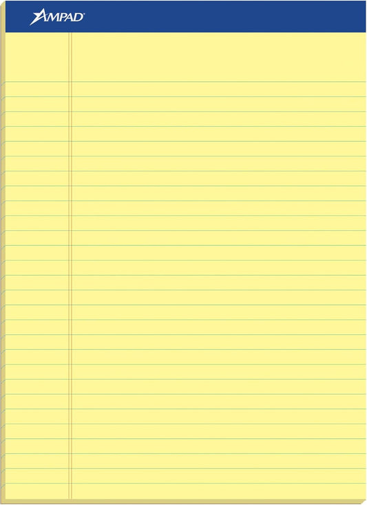 Ampad Perforated Pad, Size 8-1/2 x 11-3/4, Canary Yellow Paper, Legal Ruling, 50 Sheets Per Pad (20-260), 50 Count (Pack of 12)