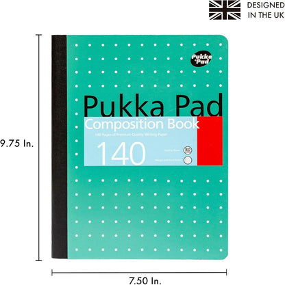 Pukka Pad, Composition Notebooks - 3 Pack of Journals Featuring 140 Pages of College Ruled 80GSM Paper with Sturdy Cover Stock - 9.75 x 7.5in - Bloom