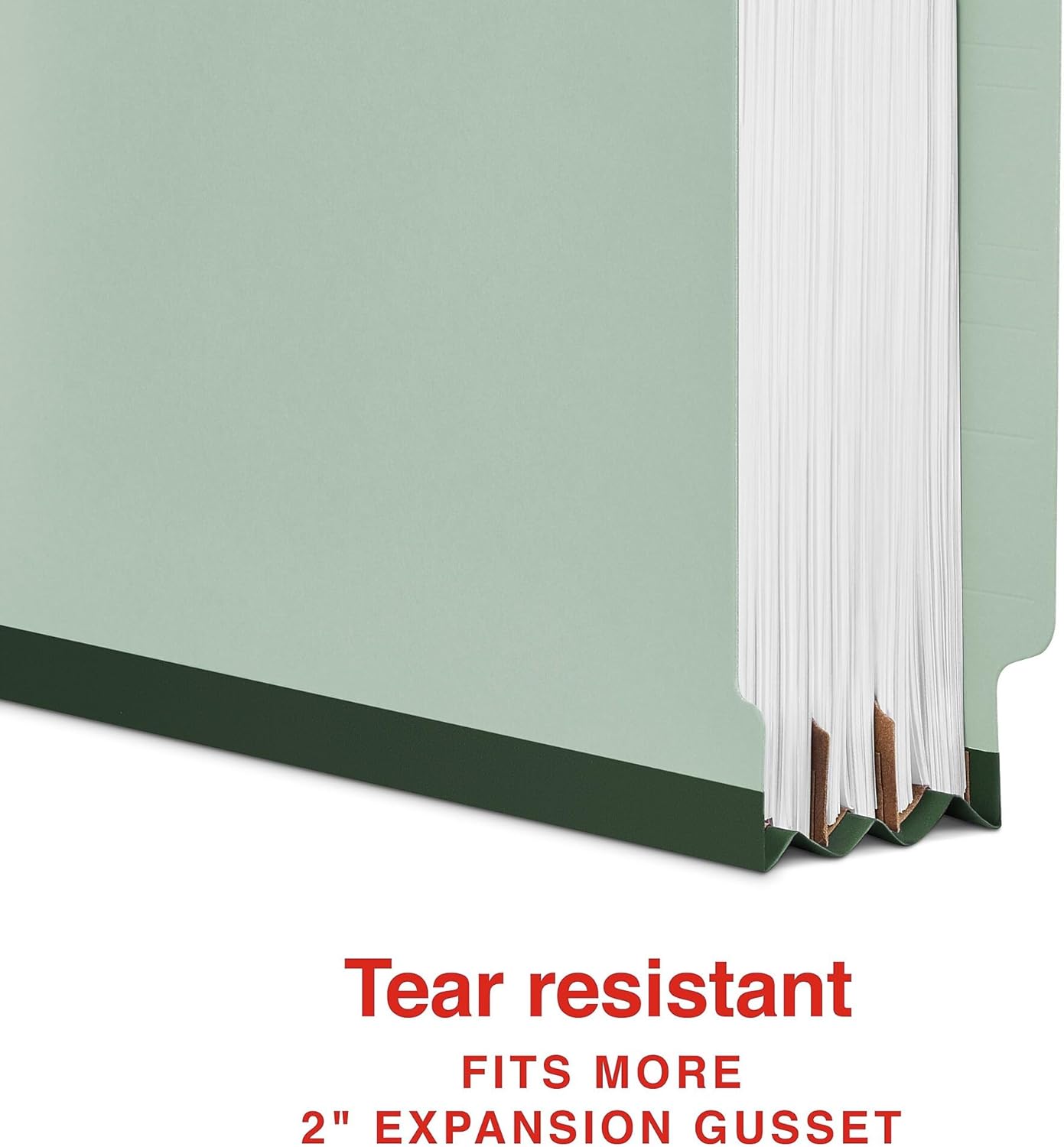 Staples Heavy‑Duty Classification Folder, 2 Dividers, 2" Expansion, Letter Size, 60% Recycled Pressboard, Gray/Green, 10/Box