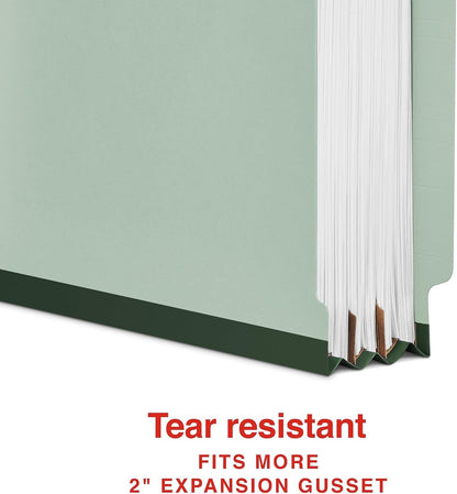 Staples Heavy‑Duty Classification Folder, 2 Dividers, 2" Expansion, Letter Size, 60% Recycled Pressboard, Gray/Green, 10/Box
