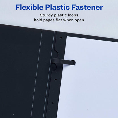 Avery Lay Flat Report Cover with 3 Plastic Fasteners, Clear Front Window, Holds up to 50 Sheets, 1 Gray Cover (47781)