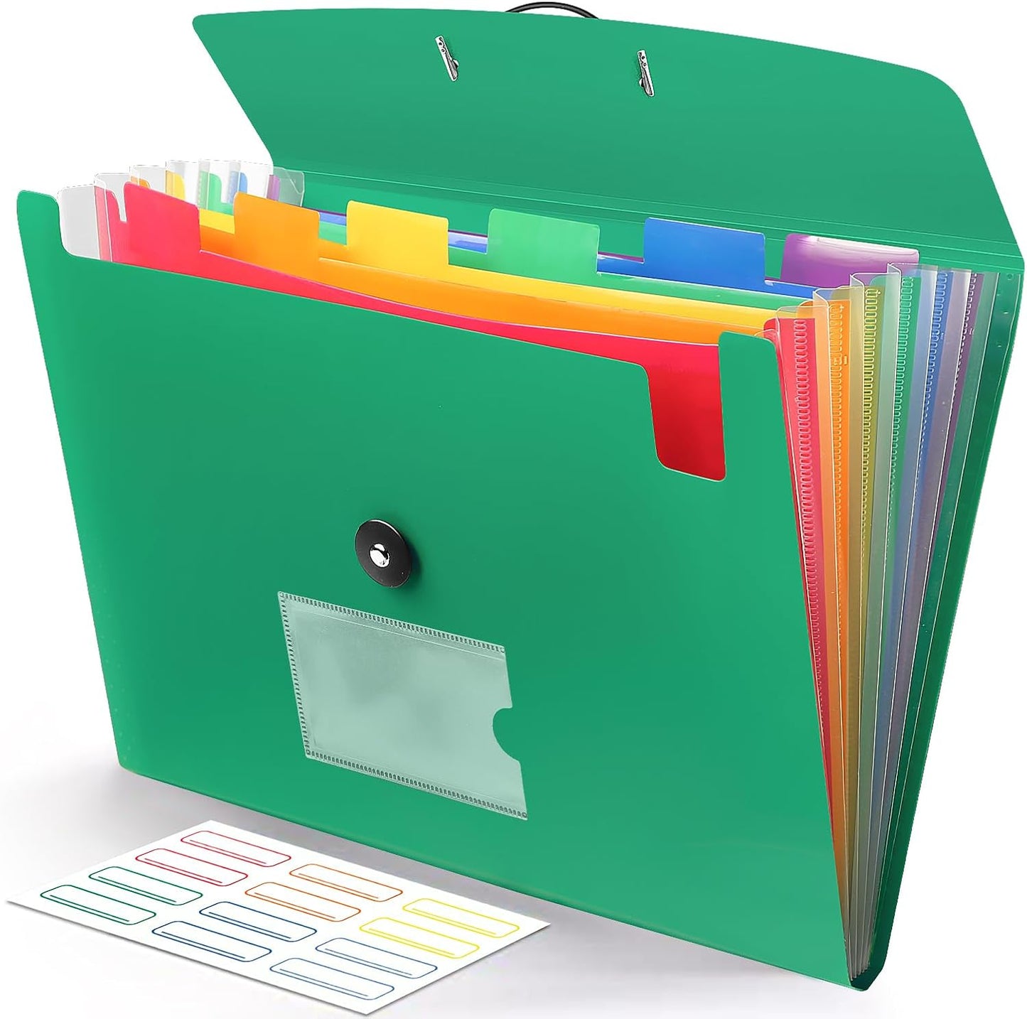 Accordian File Organizer 7 Pocket Expanding File Folder with Labels, Plastic Expandable File Folder for Documents Letter Size A4 Papers - Black