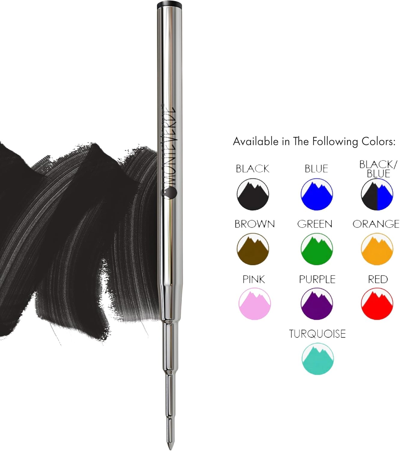 Monteverde USA Capless Ceramic Gel Refills to Fit Montblanc Ballpoint Pens, Fine Point Black Ink, Converts to Capless Rollerball, 2-Pack (M132BK)