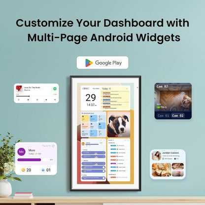 Apolosign 21.5-inch Digital Calendar : Dual Mode Smart Wall Planner, No Subscription, Install Apps, Sync Calendars, Electronic Touchscreen Interactive Display for Family Schedules, Chore Chart (Teak)