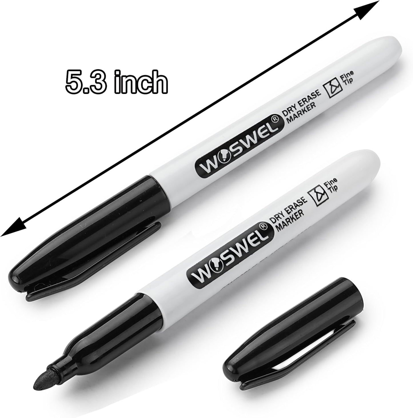 WOSWEL Dry Erase Markers Bulk, 144 Pack Black Fine Tip Whiteboard Markers, Fine Point, Low Odor Dry Erase Markers for School Office Home