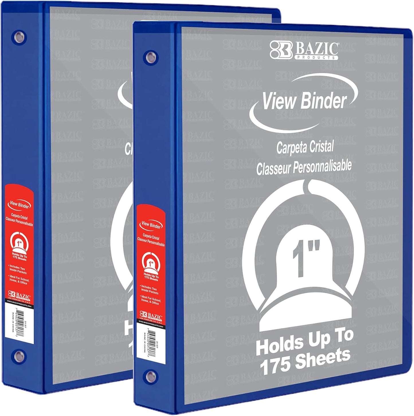 BAZIC Products 3 Ring Binder - Green, Economy View Binder with Clear Overlay Cover and Round Rings, Organizer for School Office Home Use, 1-inch Capacity Holds 175 Sheets Paper, 12-Pack