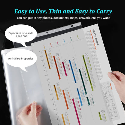 Glenmal 200 Pack Sheet Protectors 11 x 17 Inch 3 Hole Clear Heavy Duty Page Protectors for 3 Ring Binder, Plastic Sleeves for Binders